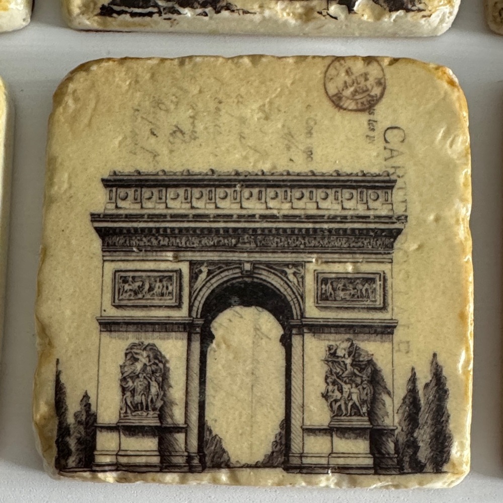 Vintage Carte Postale Cork Backed Stone Coasters (6) - Picture 6 of 9